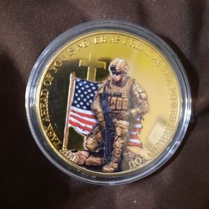 Gold Color Military Challenge Coin with American Flag